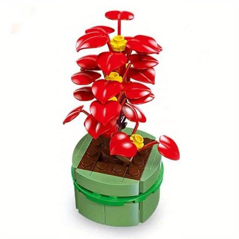 Plant Bonsai Potted Set Preserved Flower Bouquet Succulent Model Building Blocks Kids Puzzle DIY Toys Bricks Christmas Gifts