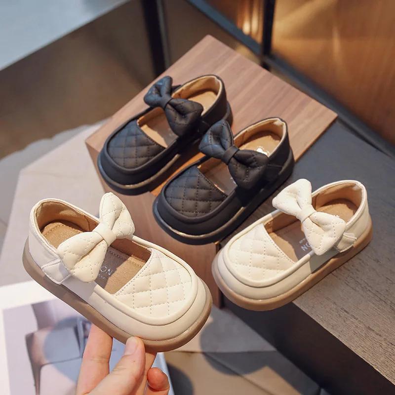 Elegant Palid Pattern Vamp School Shoes Girls Fully Flat Heeled Little Girl mary jane Shoes Child Princess Casual Shoes G08251