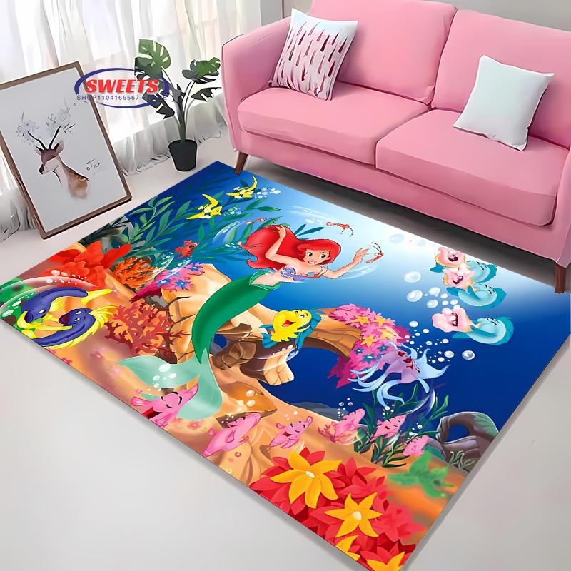 New Shelves! Little Mermaid Ariel Princess Carpet, Living Room Bedroom Office Area Kid's Room of Choice,Non-slip Mat Potdemiel