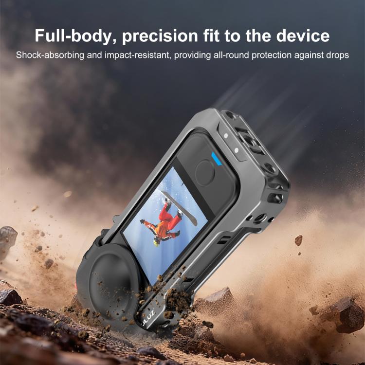For Insta360 X4 Air PULUZ Metal Protective Cage Expansion Frame with Cold Shoe Bases & Lens Cover (Grey)