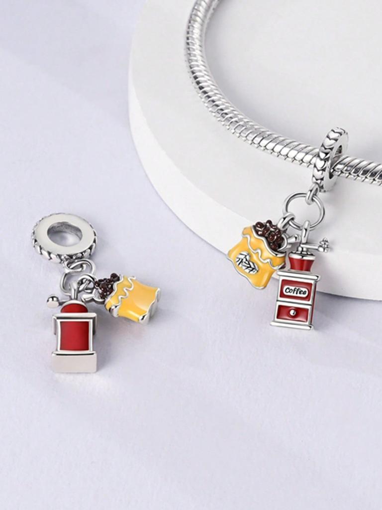 Coffee Beans Coffee Machine Beads Charm Copper Plated Fit Charms Copperoriginal Bracelet For Jewelry Making Diy Charm