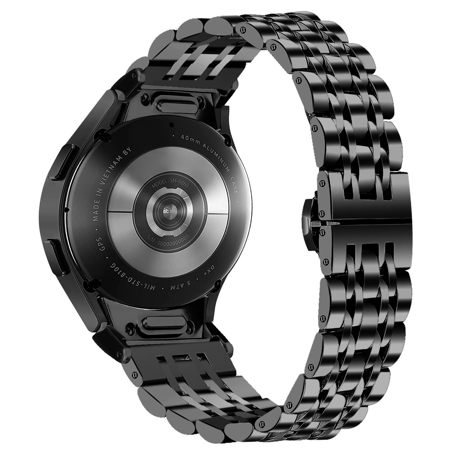 

Для Samsung Galaxy Watch 5/5 Pro/Watch FE 40mm/Watch4/Watch4 Classic 46mm Браслет для годинника з нержавіючої сталі з конектором, Чорний A