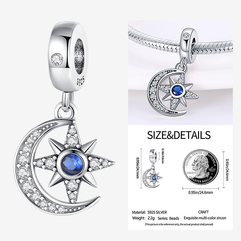 New In Star Moon Sun Series Charm Beads Fit Pandach Original Bracelet Women Copper Pendant Bead Jewelry Gift