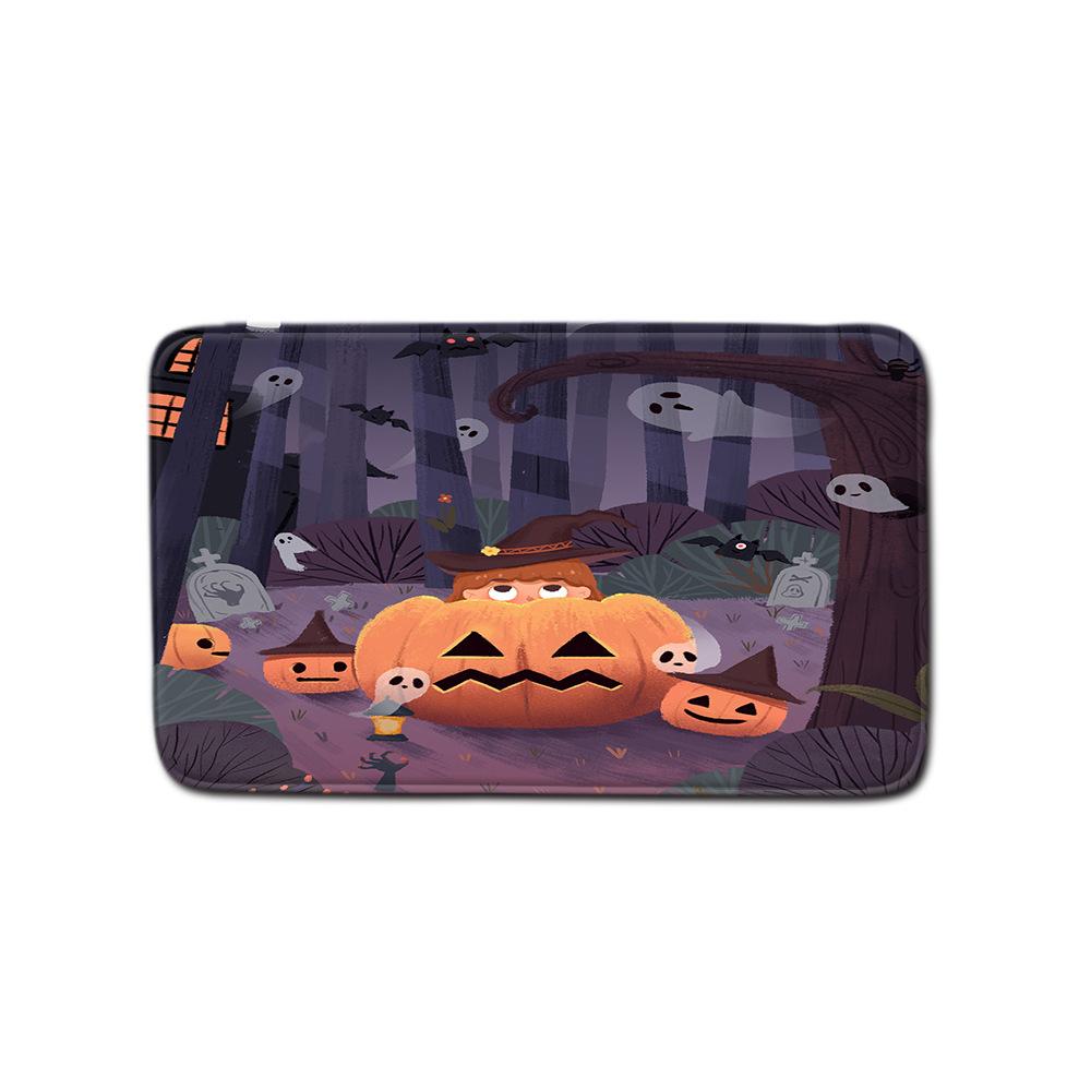 Halloween Shower Curtain Floor Mat Combination Four-Piece Set Bathroom Toilet Carpet Shower Room Foot Mat