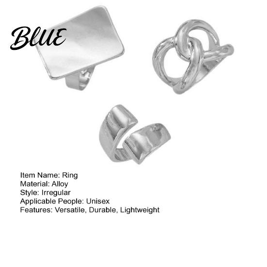 Adjustable Ring 3Pcs Minimalist Cross Knot Set Textured Chunky Stackable