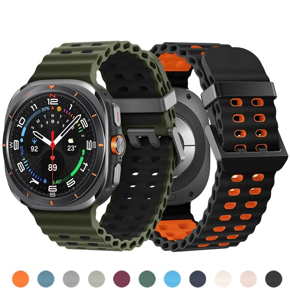 Marine Band For Samsung Galaxy Watch ultra Strap 47mm Accessories Two color Sport silicone Bracelet Galaxy Watch 7 ultra Straps