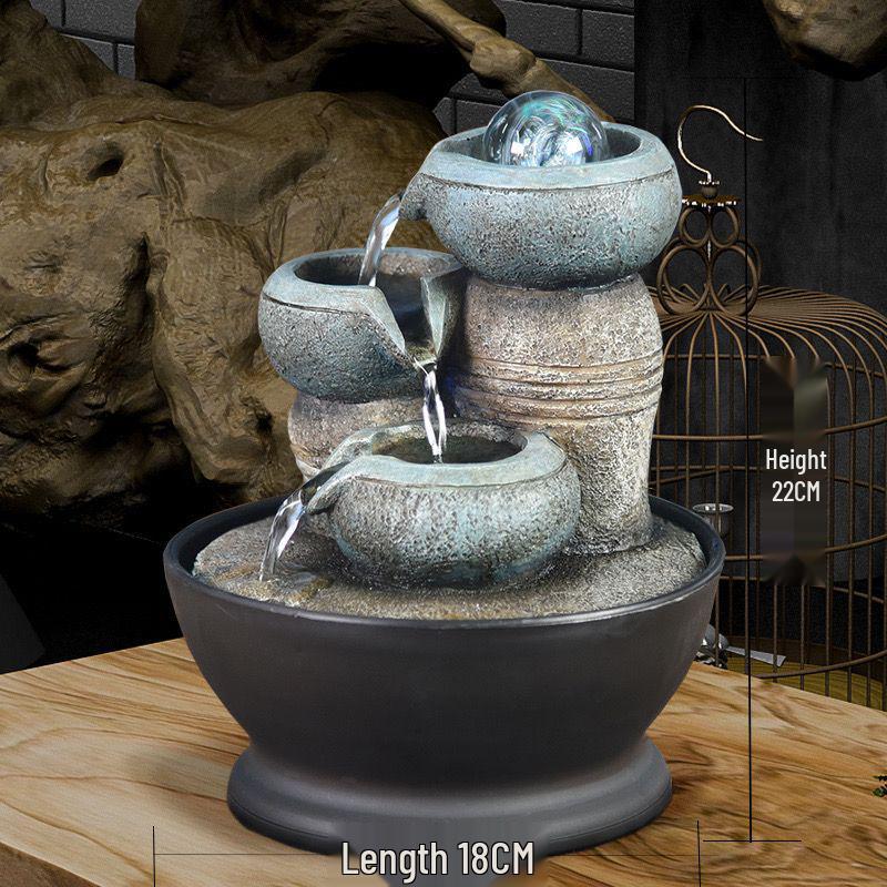 Popular Resin Water Feature: Small Zen Desktop Fountain for Wealth and Tranquility