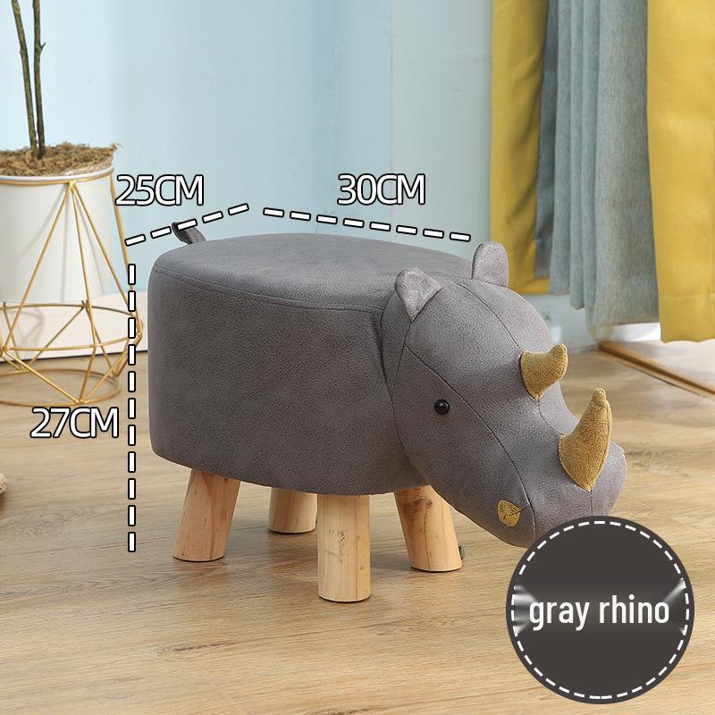 Children's Solid Wood Elephant Stool - Cute, Creative, Cartoon Animal Design for Home and Shoe Changing