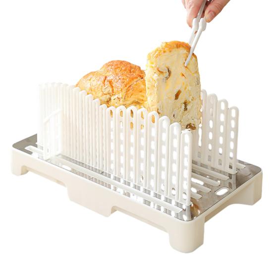 Bread Slicer for Homemade Bread Sourdough BPA-Free Adjustable Guide with Crumb Catcher Heat Resistant Baguette Bread Slicer