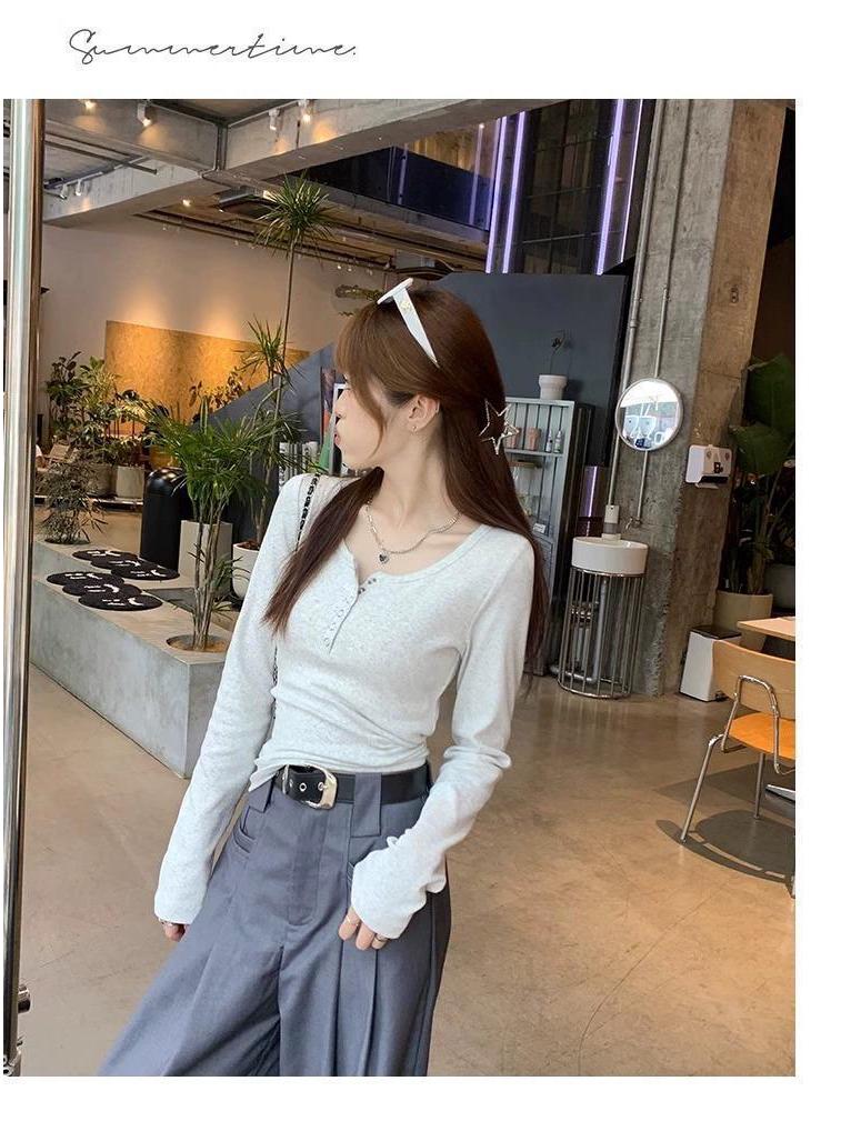 2026 Early Autumn Slimming Long Sleeve T-Shirt for Students