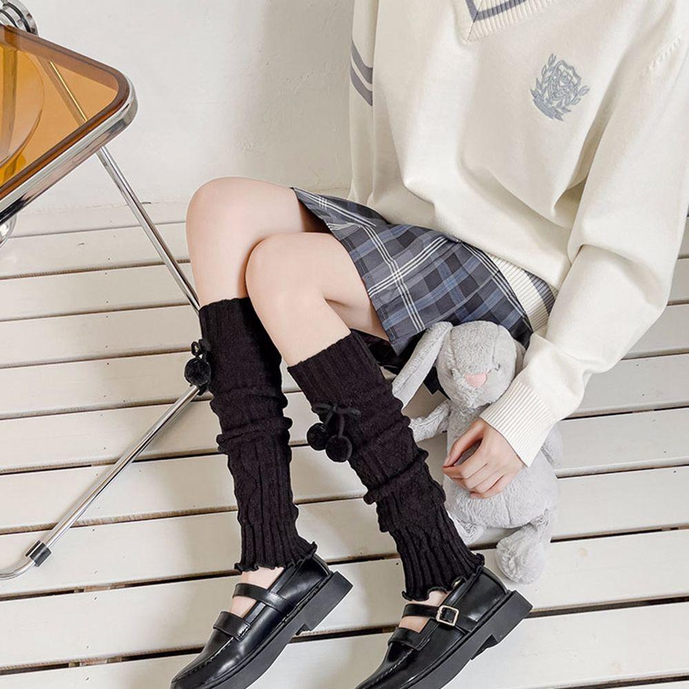 

Girls Candy Color Women Twist Hosiery Printing Foot Cover Knitted Leg Warmers Knee Protection