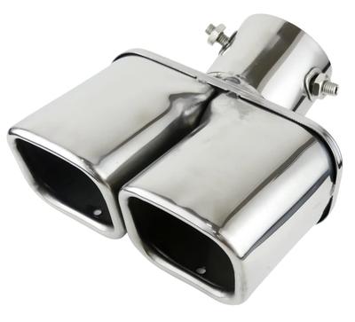 MYS Mukashima Acessórios Automotivos Ponteira de Escapamento Dupla Quadrada Estilo Euro Modelo Duplo Diâmetro 35-55mm Aço Inoxidável Prata