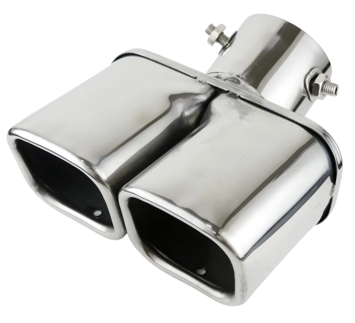 

MYS Mukashima Automotive Supplies Насадка глушителя Двойная квадратная Евро стиль Двойная модель Диаметр 35-55 мм Нержавеющая сталь Серебристый серебряный