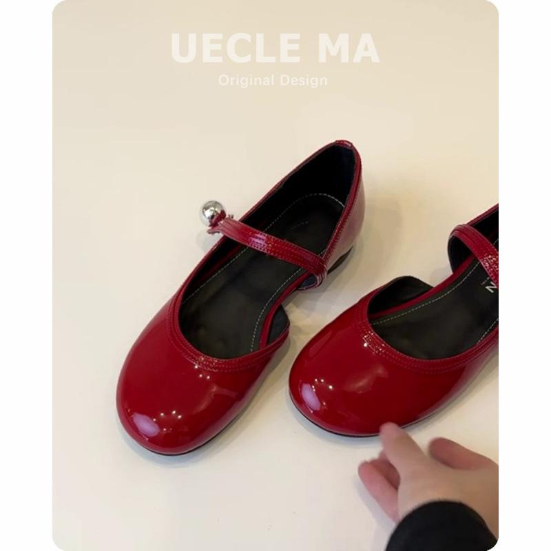 

Туфли женские из воловьей кожи с неглубоким горлом, кожаные туфли на плоской подошве, весна-лето, новые красные туфли с пустыми боками и юбкой, туфли Мэри Джейн 35