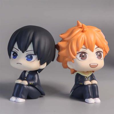 10cm Figurka Anime Haikyuu Hinata Shoyo Tobio Kageyama Zestaw 2 sztuk Figurka Akcji Lalka Zabawka Samochód Kawaii Dekoracja Model PVC Prezent dla Dzieci