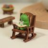 Cute Healing Small Decoration Cute Mini Frog Resin Figurine Rocking Chair Design with Book Coffee Home Bedroom Office Decoration