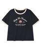COVERNAT WOMAN Summer Graphic Ringer T-Shirt Navy