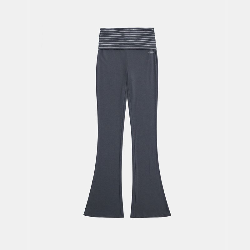 

South korea Badblood American Style Gyaru Stripe Skinny Casual Pants Women Folding Sports Pants Yoga Pants Fashionable Trousers Gray M