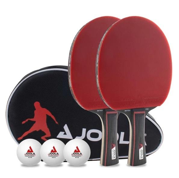 JOOLA Tischtennis Set Duo PRO 2 Tischtennisschläger + 3 Tischtennisbälle + Tischtennishülle, rot/schwarz, 6-teilig - Image 3