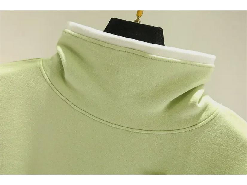 German Velvet Women's Half Turtleneck Pocket Top - Thick, Warm, Slimming, and Versatile Two-In-One for Autumn/Winter.