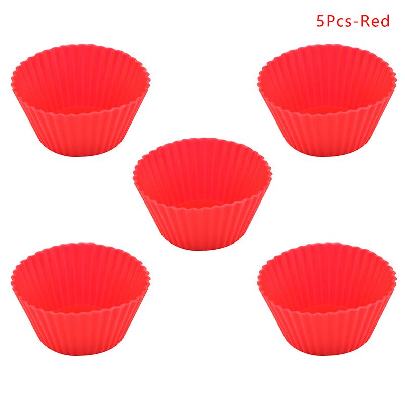 5Pcs Round Silicone Mold Cupcake Muffin Cup Baking Egg Tart Pudding Jelly Cookies Mold Reusable Diy Tool
