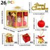 26pcs Glitter Christmas Ball Pendant Set Mini Plastic Christmas Tree Hanging Gifts Box Multiple Styles