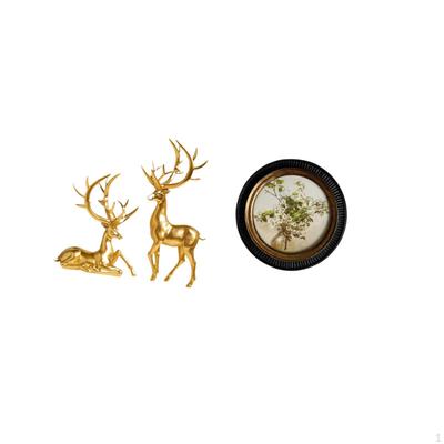 Elegant Resin Deer Figurines And Ornate Antique Photo Frame Collection for Living Room Bedroom