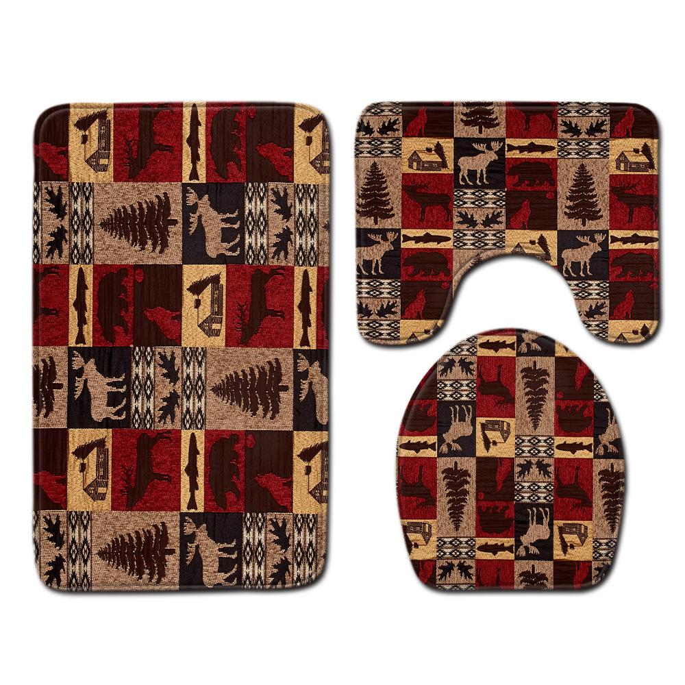 3D Toilet Floor Mat Bathroom Mat Christmas Three-Piece Foot Mat E-Commerce