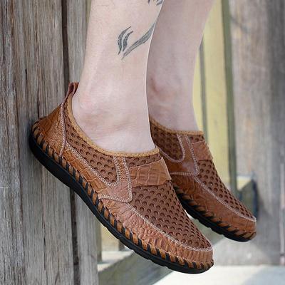 Fashion Summer Men's Breathable Casual Shoes Outdoor Sports Shoes Mesh PU Men's Moccasins
