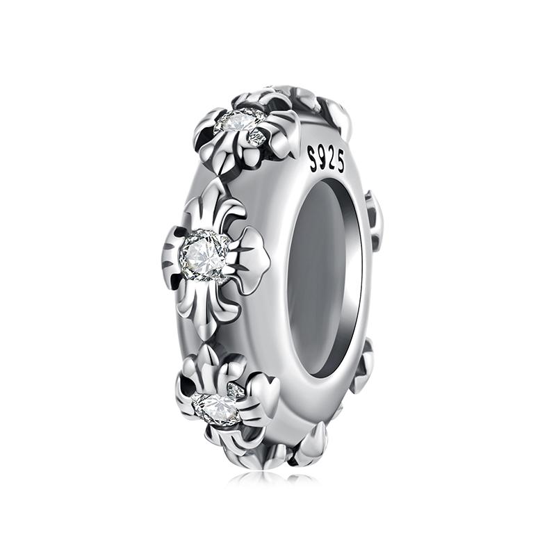 

BAMOER 925 Silver Vintage Cross Silicone Stopper Beads fit Original Bracelet DIY Jewelry Accessories bamoer Beads