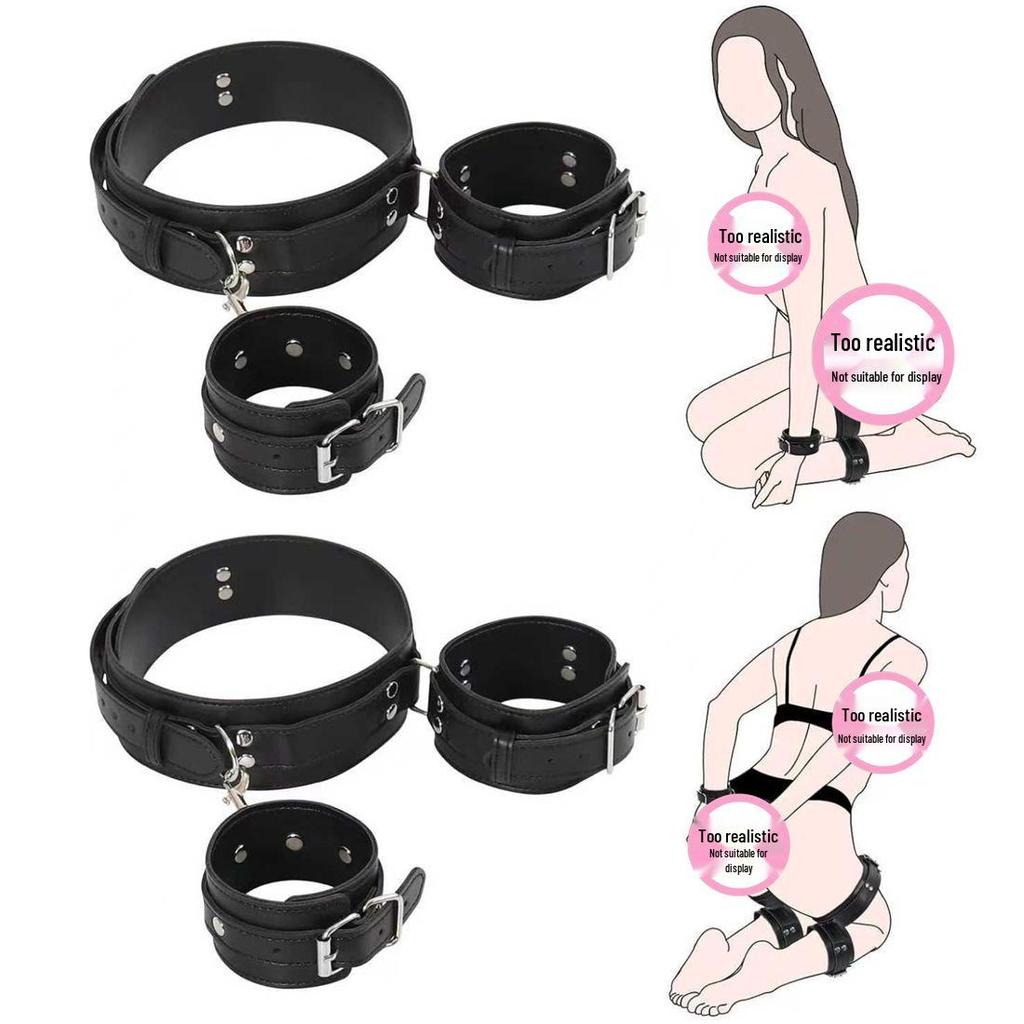 Detachable PU Bondage Handcuffs Set for Couples - Erotic SM Toys Restraint and Flirting Accessories