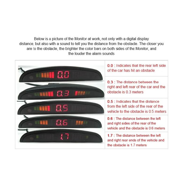 Wireless Car Parking Sensor Car Parktronic LED With 4 Sensors Reverse Backup Car Parking Radar Monitor Detector System 22MM
