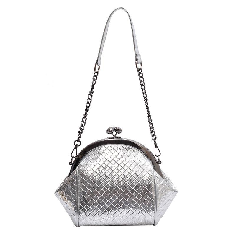 PU Leder Mode Clip Tasche für Frauen Neue Gewebte Kette Tasche Retro Textur Schulter Umhängetasche frauen Tasche Pendeln handtasche