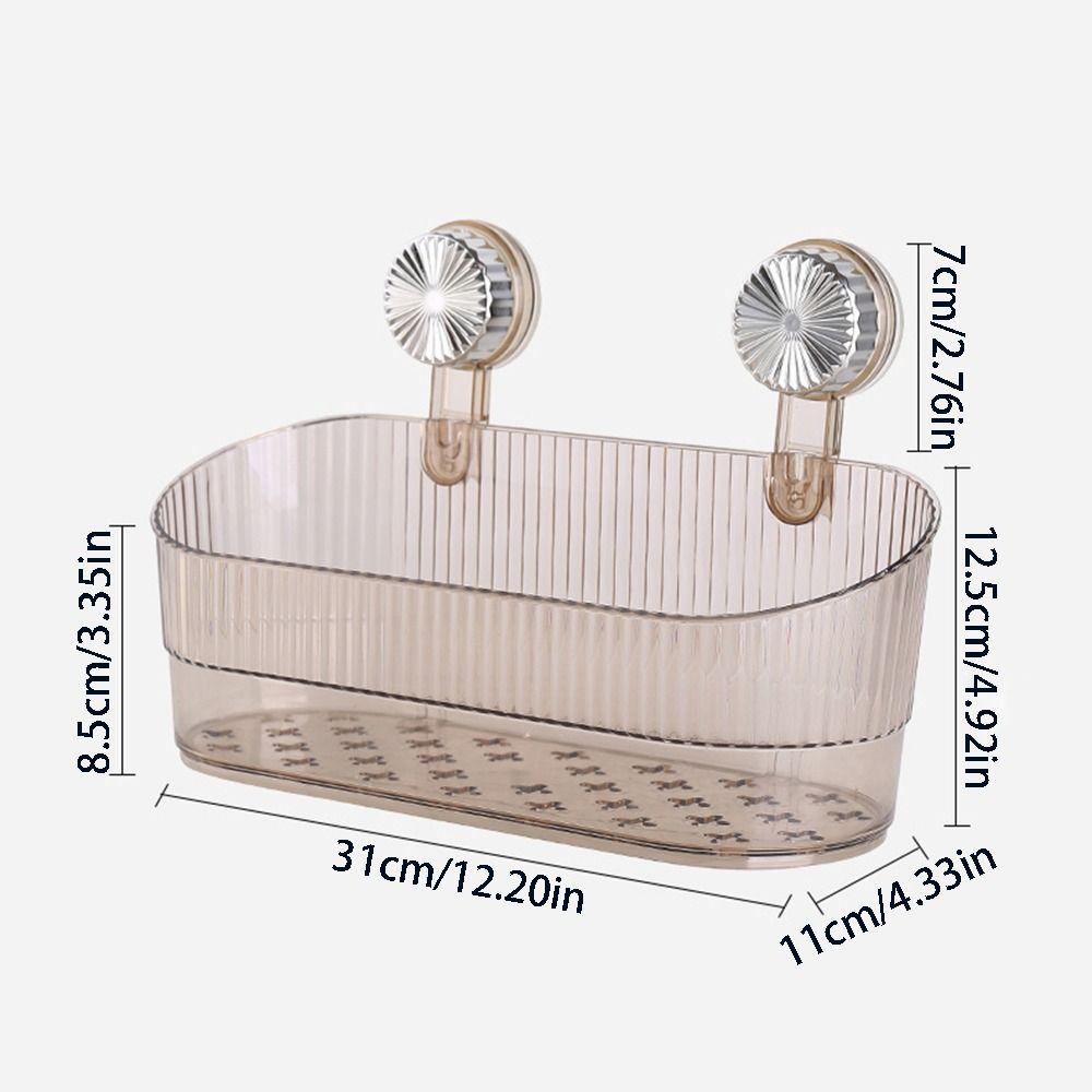 No-Drill Suction Cup Storage Rack Transparent Shower Storage Holder Wall-Mounted Shelf Rack  Home