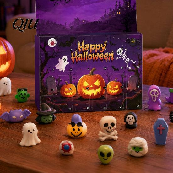 Halloween Countdown Calendar Advent Calendar, 24 Days with Pcs Slow Rising Gift for Children Squeeze Toys, Scary Collectible Dolls Gifts Kids,