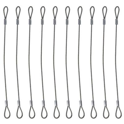 Durable 20cmx2mm Safety Security Cable Wire Stainless Steel Sliver Stage Lights Rope Double Loop Daily