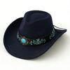 Felt Western Cowboy Hat Fashion Big Head Circumference Hat Big Brim Belt Decoration Ethnic Style Jazz Top Hat
