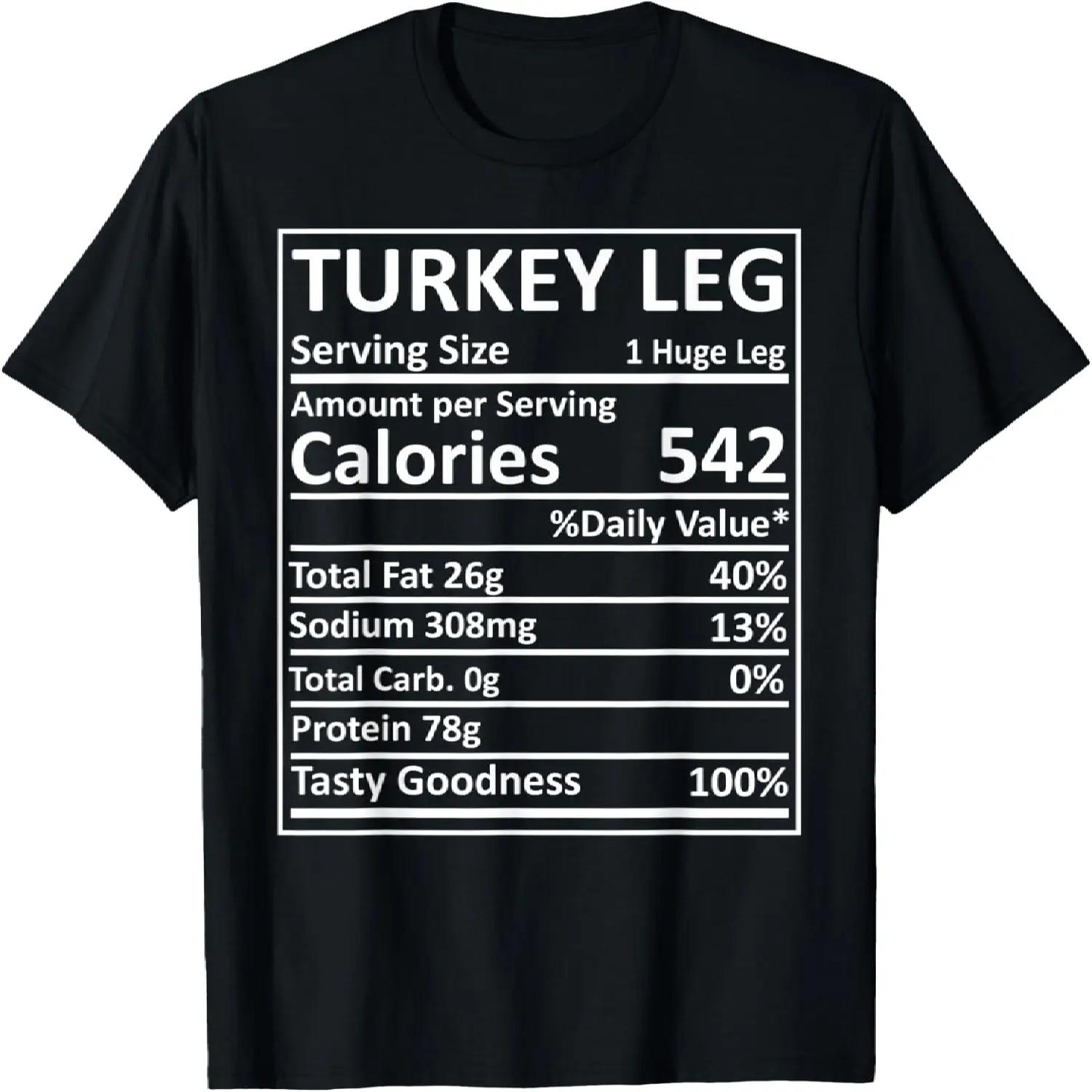 Thanksgiving Christmas Turkey Leg Nutritional Facts Labels T-Shirt S чёрный