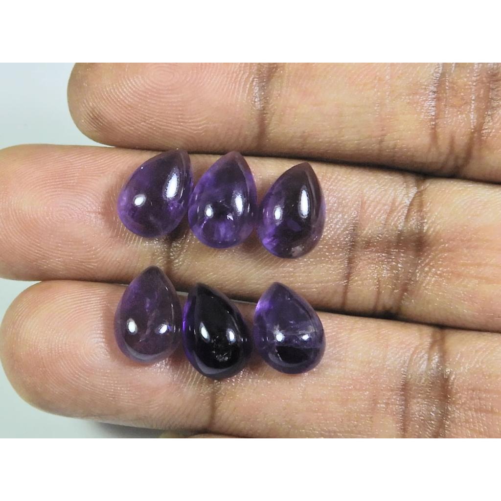 8X12MM Natural Amethst Ring Size Pear Cabochon Loose Gemstone 6Pcs Lot 20Cts A-437