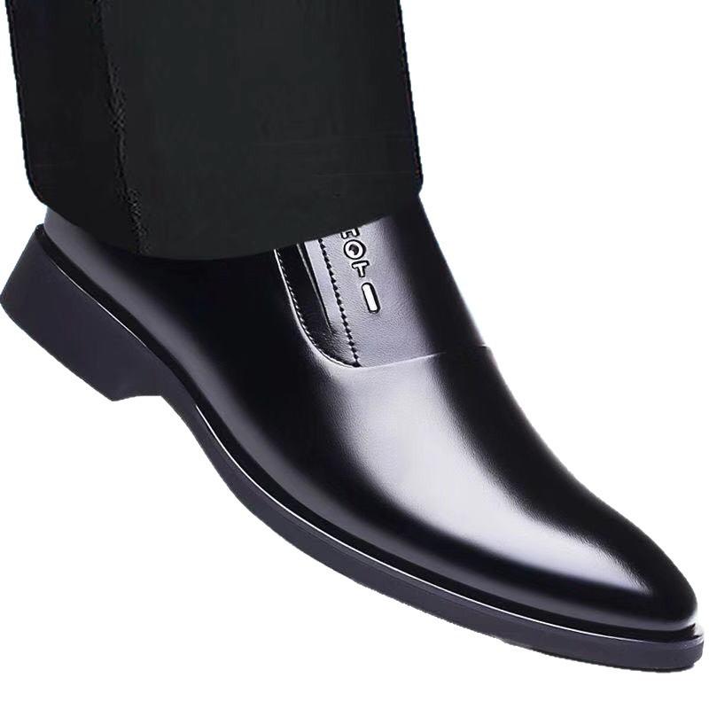 Leather Shoes Men's Youth Business Casual Dress Foot Shoes Spring New Black Student Wedding Leather Shoes