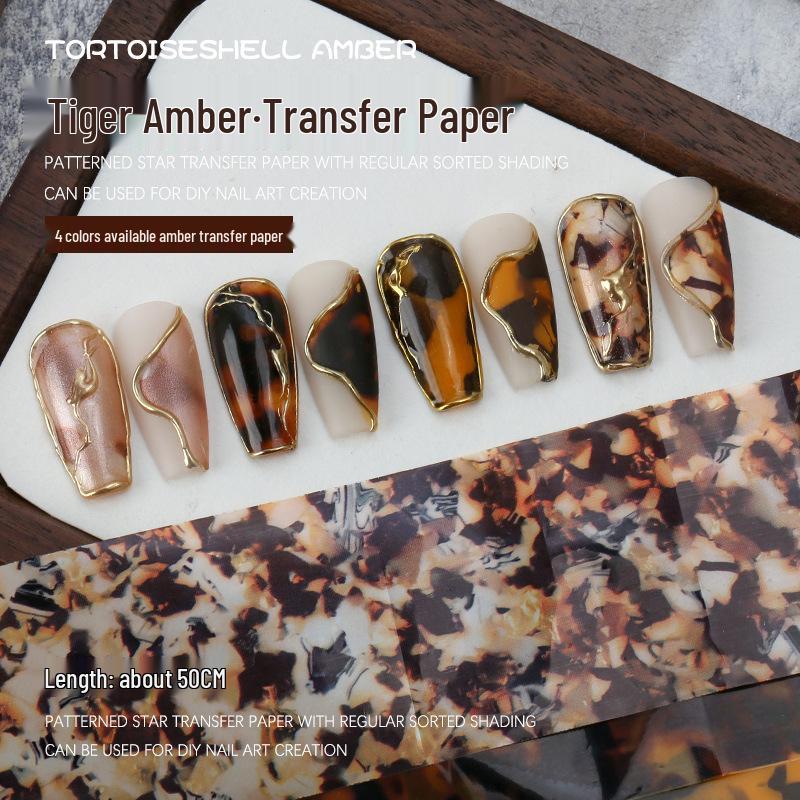 

Tortoiseshell Amber Nail Art Transfer Stickers - Starry Sky Leopard Print Ombre for Autumn/Winter.