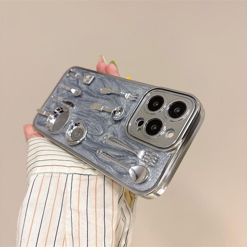 Creative Silicone Protective Cover for Apple 15Promax and 13 Cases, Anti-Fall and Unique Design