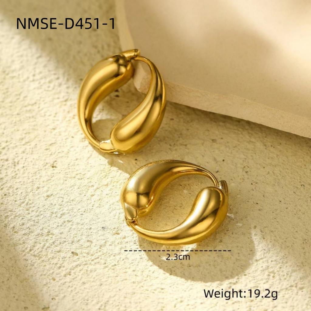GEMCHIC Women's Fashion Unique Creative O-Shape Stainless Steel Earrings Gold Water Drop Hoops