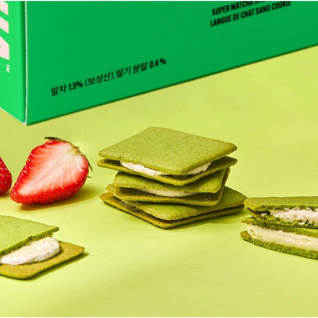 [Super Matcha] Langue De Chat Zandkoekje (Latte&Aardbei)