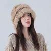 Polyester Fiber Knit Beanie Thick Knit Winter Hat Soft Texture Bucket Hat  Cold Weather