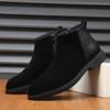 Classic Black Leather Pointed Chelsea Mid Top Boots Leather Shoes Fashionable Suede Leather Men's Autumn Comfortable Short Boots