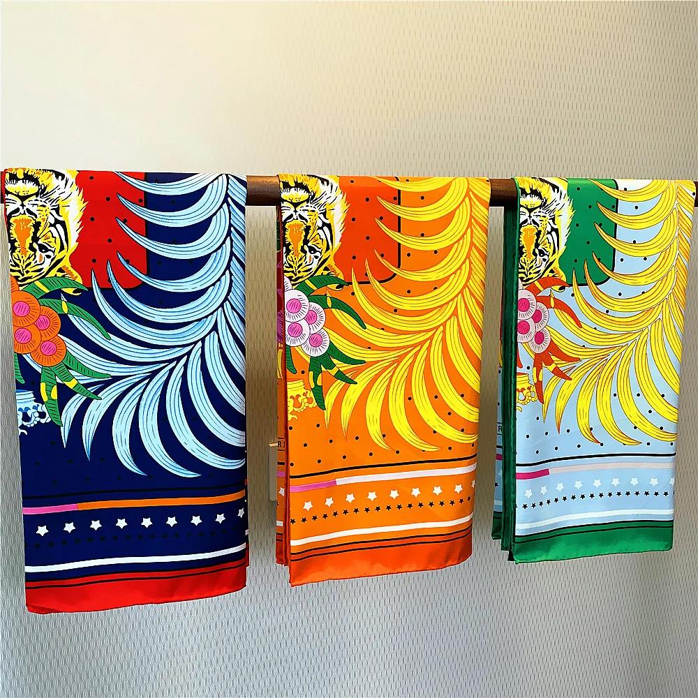 Wholesale Women's Casual Twill Scarf 90cm Animal Print Square Headwear Hand-Rolled Edging Fashion Accessory248