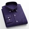 Men's Long-Sleeve Oxford Cotton Shirt - Breathable, Solid Color for Casual or Daily Wear