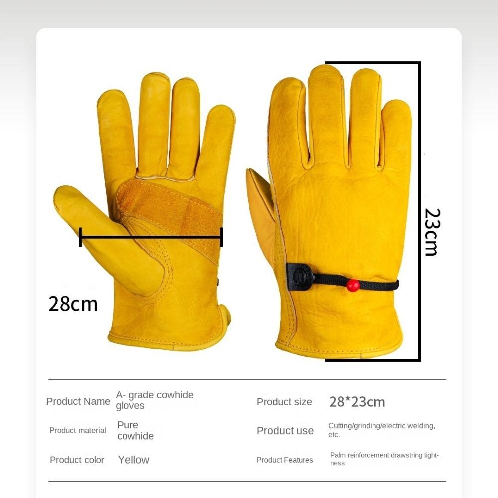 1 Pair Yellow Welding Gloves Heat-Resistant Work Gloves High Quality Cowhide Gloves  Workplace