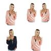 Fall Fashion Deep V Batwing Sleeve Knit Tshirt For Office Wear Women